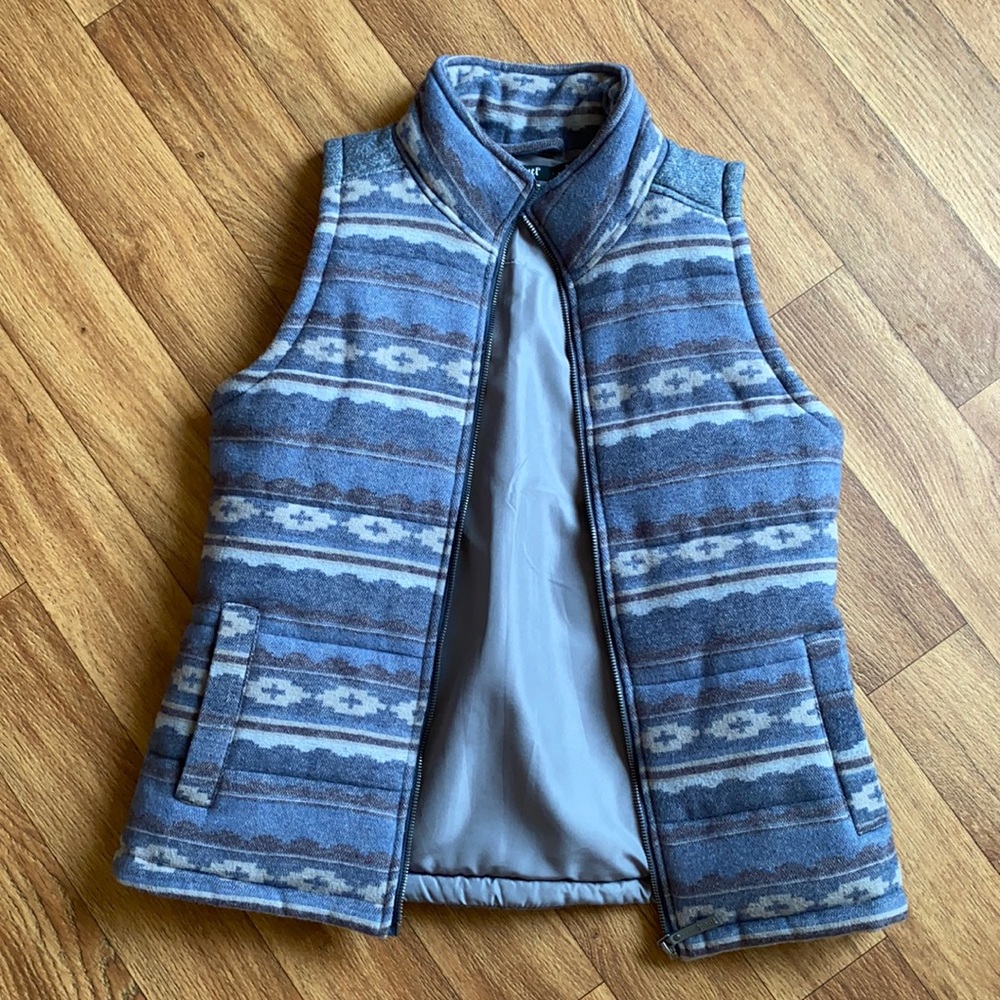 WOMENS CRUEL GIRL VEST TWEED GRAY WITH AZTEC FRONT